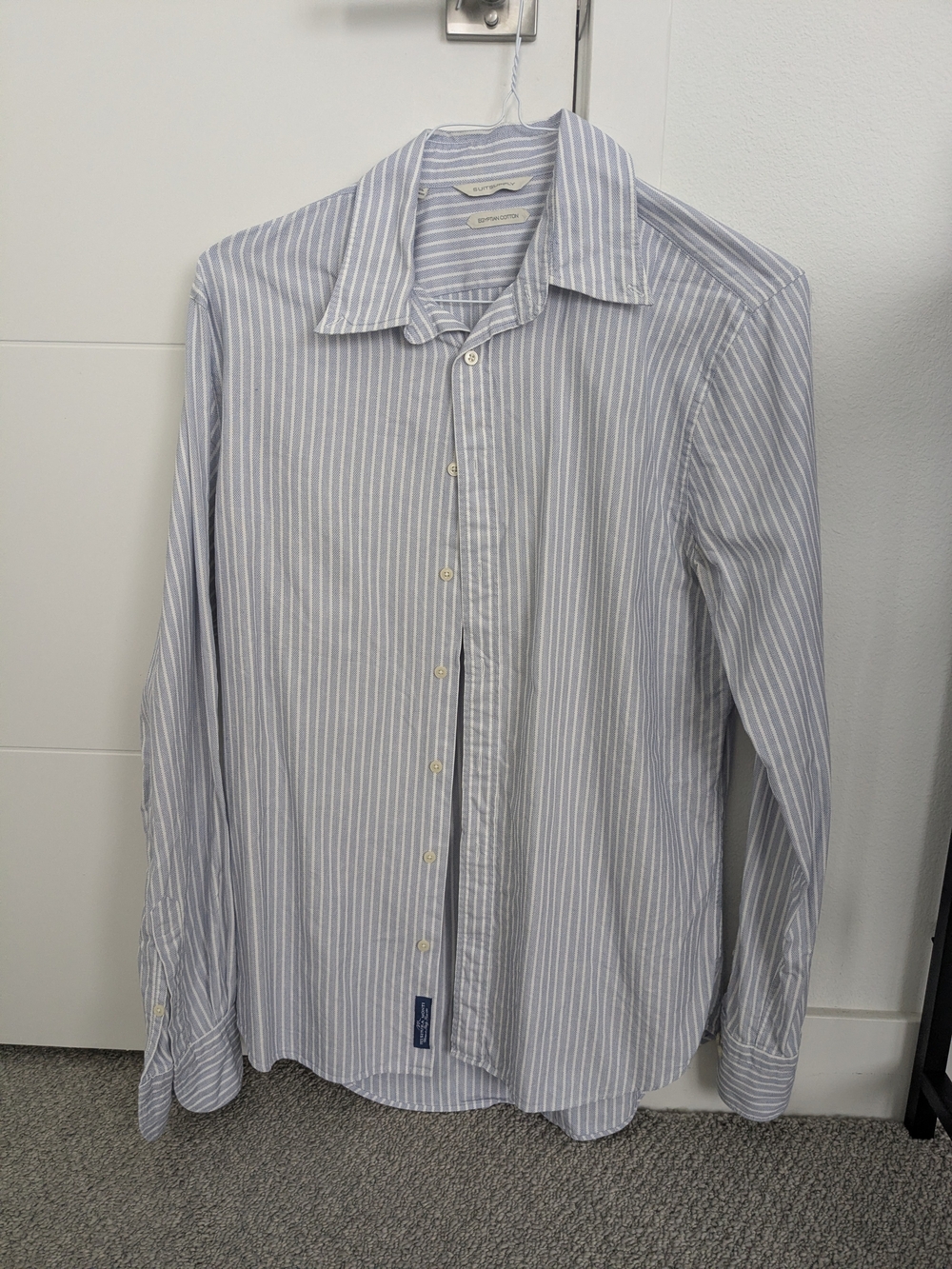 Suitsupply Light Blue and White Striped Dress Shirt